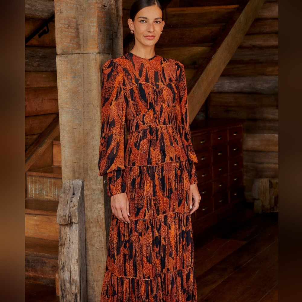 FARM Rio | $330 Giraffe Print Puff Sleeve Maxi Dress - Picture 14 of 16